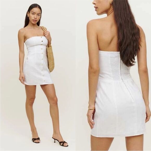 Reformation Shiela Strapless Linen Mini Dress NWT - Picture 1 of 4